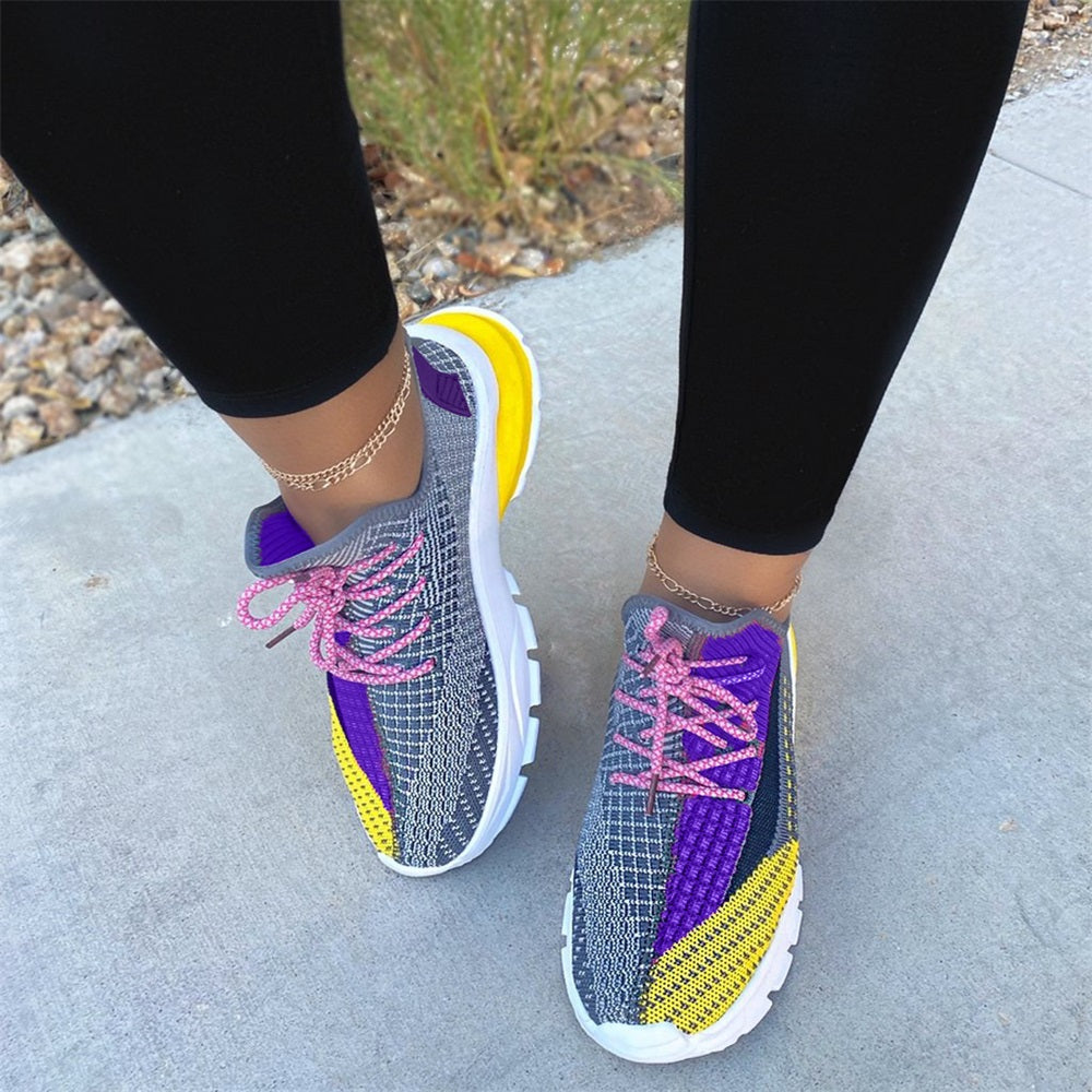 Colorblock Lace-up Front Sneakers